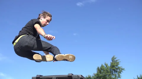 Cool Guy Jumping in Air - Slow Motion Stock Footage 26755865