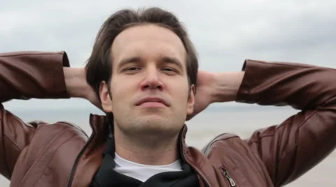 Cool Guy Posing on Camera and Smile Vidéo 53828896