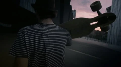 Cool guy with skateboard Stock Footage 20487922