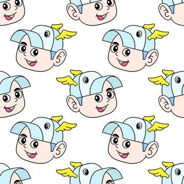 Cool handsome boy seamless pattern textile print. repeat pattern background d Stock Illustration