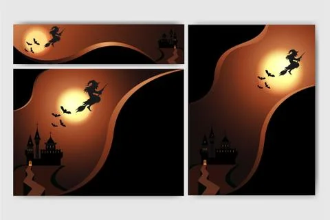 Cool Helloween background with witch full moon and spase for your text and de Stock Illustration