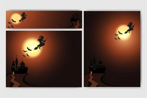 Cool Helloween background with witch full moon and spase for your text and de Stock Illustration