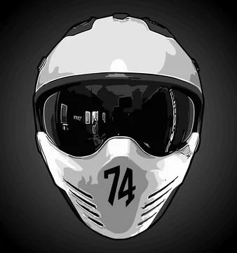 Cool helmet front view in white Stock Illustration