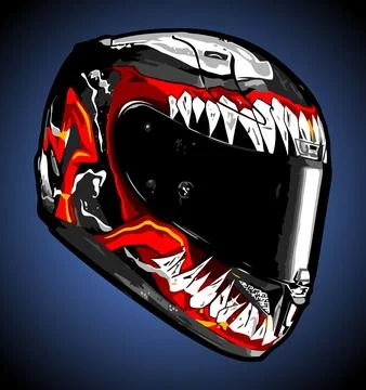 A cool helmet with monster pattern with a gaping mouth Stock Illustration