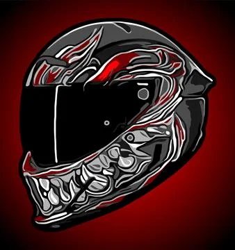 A cool helmet with a monster pattern Stock Illustration