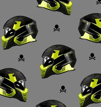 Cool helmet pattern with green accents Stock Illustration