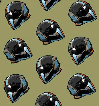 Cool helmet pattern orange background Stock Illustration