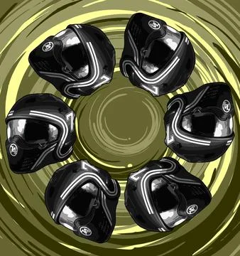 Cool helmet rotate vector template Stock Illustration