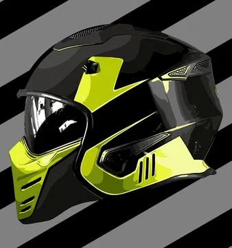 Cool helmet side view vector template black color Stock Illustration