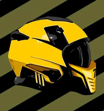 Cool helmet yellow side view Stock Illustration