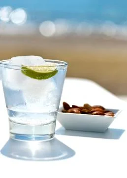 Cool ice drink on a beach Stock Photos
