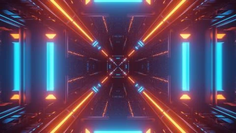 Cool illustration with futuristic sci-fi techno lights-background 스톡 일러스트