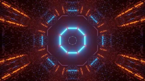 Cool illustration with futuristic sci-fi techno lights-background 스톡 일러스트