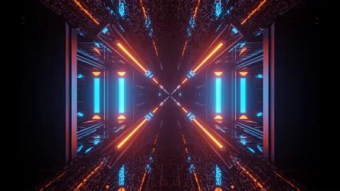 Cool illustration with futuristic sci-fi techno lights-background Illustrazione stock