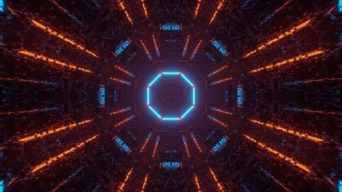Cool illustration with futuristic sci-fi techno lights-background 스톡 일러스트