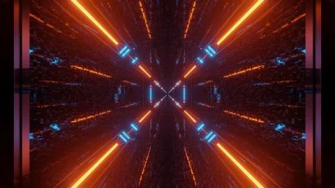 Cool illustration with futuristic sci-fi techno lights-background 스톡 일러스트