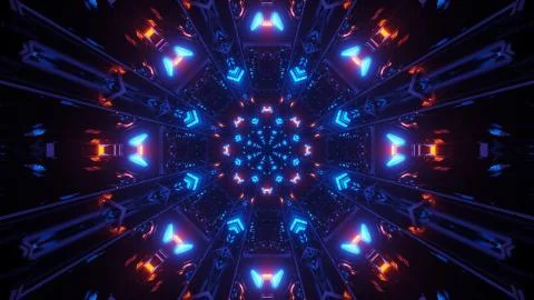Cool illustration with futuristic sci-fi techno lights-background Illustrazione stock