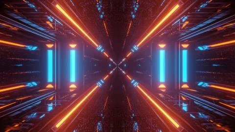 Cool illustration with futuristic sci-fi techno lights-background 스톡 일러스트