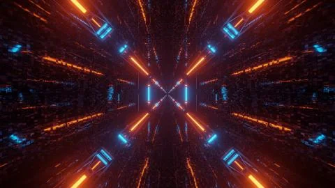 Cool illustration with futuristic sci-fi techno lights-background Illustrazione stock