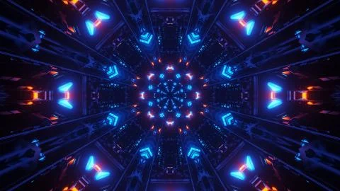 Cool illustration with futuristic sci-fi techno lights-background Illustrazione stock