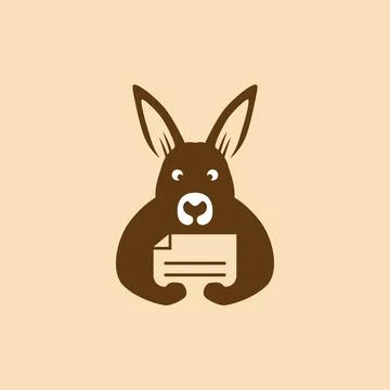 Cool kangaroo reading book logo design flat vector Stock Illustration