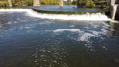 Cool Left to Right of Water Fall &amp; Bridge (Paris) - PART 3 Stock Footage 314202057