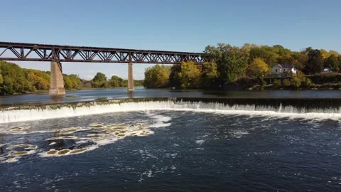 Cool Left to Right of Water Fall &amp; Bridge (Paris) - PART 2 Stock Footage 314202059
