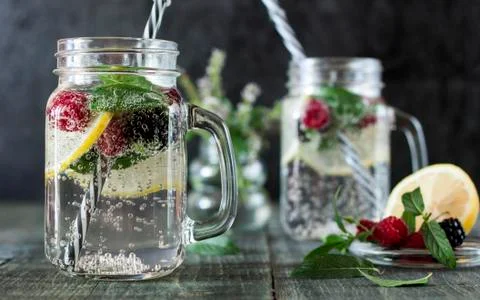 Cool lemon drink Stock Photos