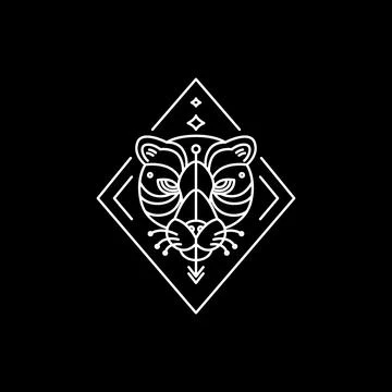 Cool leopard head hipster art logo design vector Stock Illustration