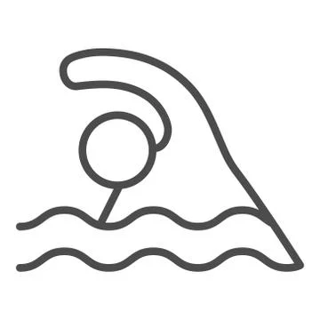 Cool line swim icon. Vector silhouette of swimmer. Modern outline swimming logo. Stock Illustration