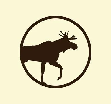 Cool Logo Design Brown Moose in Circle Stock Illustration