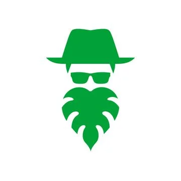 Cool man with beard leaf logo design vector graphic symbol icon illustratio.. Illustration