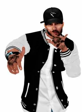 Cool man in cap, hip hop face vector Stock Illustration