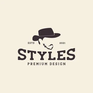 Cool man side vintage beard with hat logo symbol icon vector graphic design.. Stock Illustration