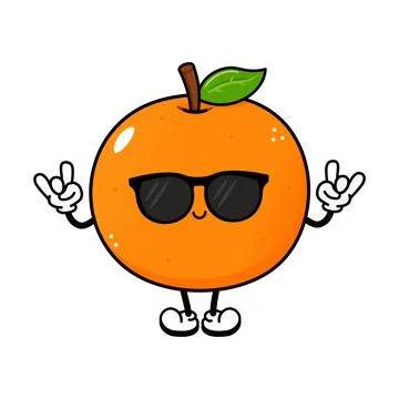 Cool Mandarin Orange Rock Gesture Character Stock Illustration