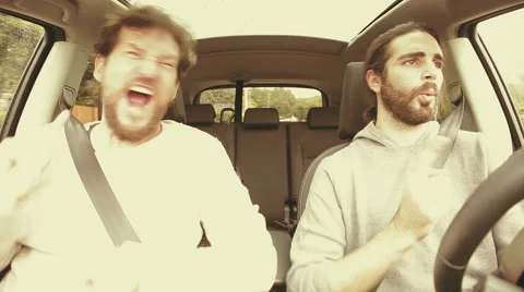 Cool men driving dancing having fun Stock Footage 55766573