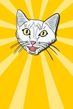 Cool meowing cat meme. Funny internet lolcat with copy space for your message Stock Illustration