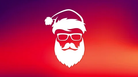Cool merry christmas made with face silhouette of bearded hipster santa claus Stock Footage 129540133