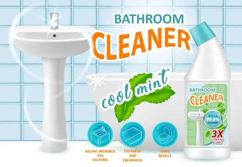 Cool mint bathroom cleaner ad vector illustration Stock Illustration
