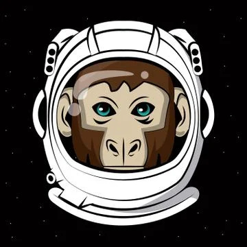 Cool monkey on astronaut helmet print for t shirt 스톡 일러스트