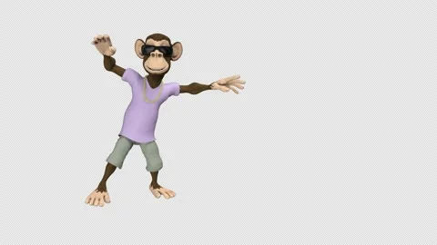 Cool monkey dance - 3d render looped with alpha channel. Stock Footage 212371635