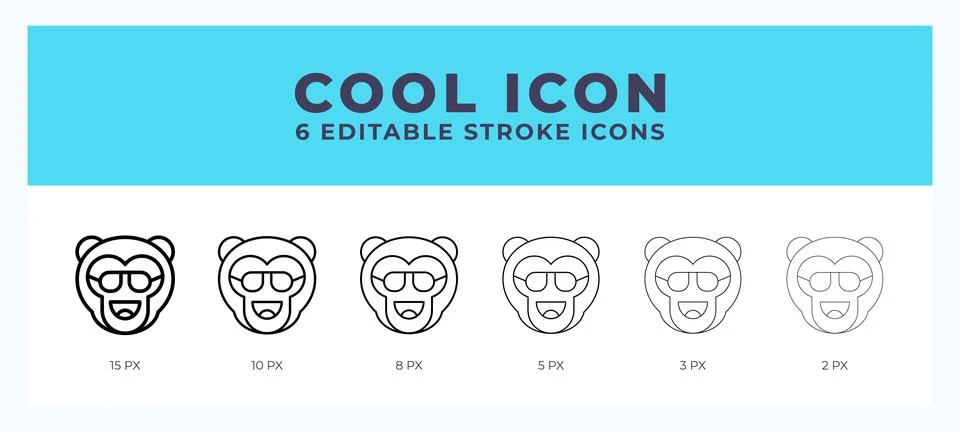 Cool monkey icon. Regular line. Thin line. Bold line. Vector illustration. Stock Illustration