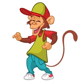 Cool monkey rapper character in modern clothes. Stock Illustration