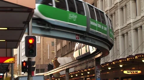 Cool Monorail and Traffic Light Switching Stock-Footage 1071376