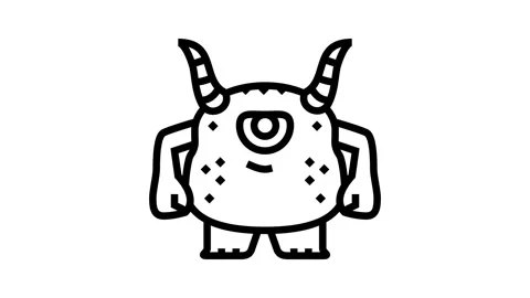 Cool monster alien line icon animation Stock Footage 326137727