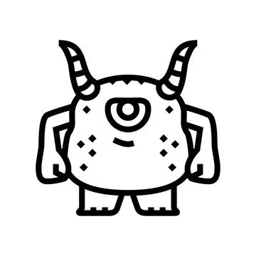 Cool monster alien line icon vector illustration Illustrazione stock