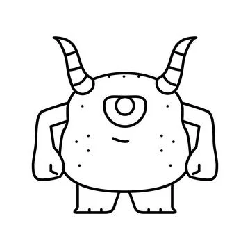 Cool monster alien line icon vector illustration Stock Illustration