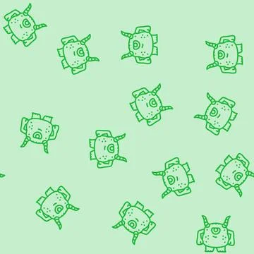 Cool monster alien line seamless pattern 스톡 일러스트