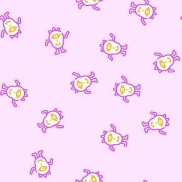 Cool monster alien vector seamless pattern Stock Illustration