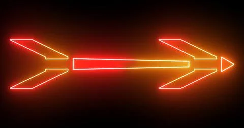 Cool neon colored arrow background. Glowing neon-colored arrow on a black b.. Stock Illustration